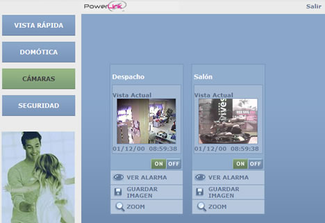 Interface Web Cámaras VDNS PowerLink Visonic vivesegur