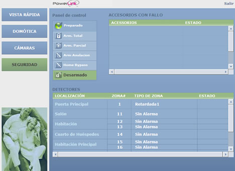 Interface Web Seguridad VDNS PowerLink Visonic vivesegur
