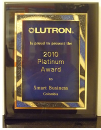 Premio Platino de Lutron por ventas en América Latina de Smart Business