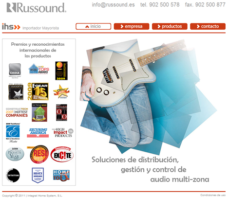 Vista de la nueva web de Russound