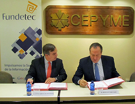 De izquierda a derecha, Alfonso Arbaiza, director general de Fundetec, y Jesús Terciado, presidente de CEPYME