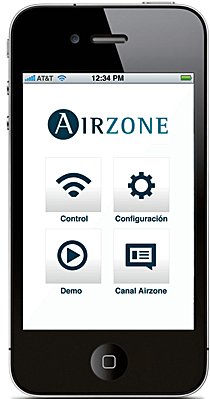 iPhone con aplicación de Airzone para controlar el sistema