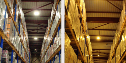 Iluminación LED inteligente con control centralizado en el almacén logístico de las Bodegas Murviedro