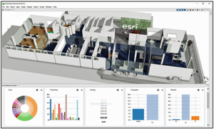 Figura 3. Modelo 3D de edificio con indicadores de consumo energético y costes de mantenimiento.
