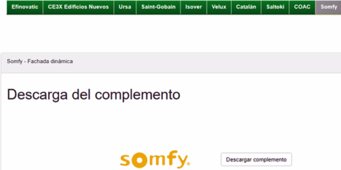 Disponible para su descarga el complemento Somfy para el cálculo de ahorro energético en edificios