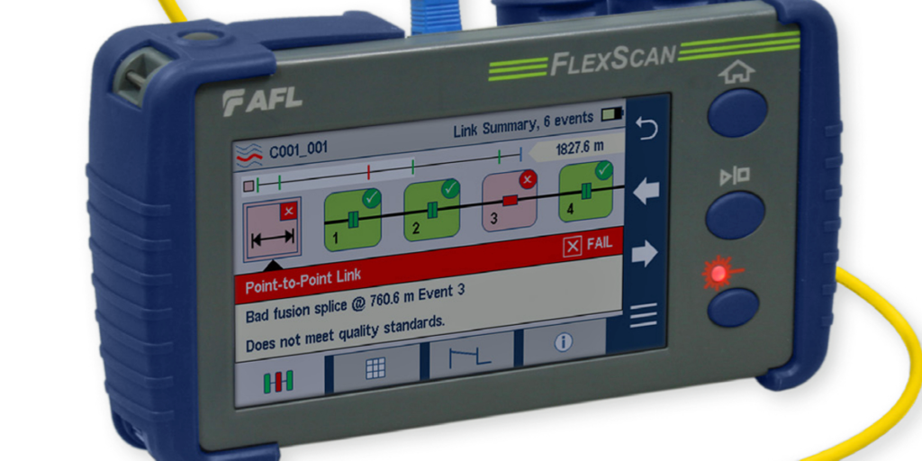 Mini OTDR FlexScan de AFL, distribuido por CMATIC
