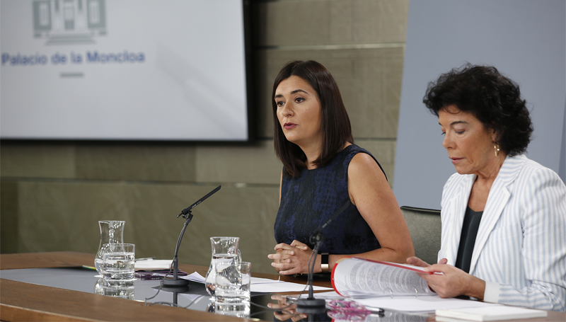 Rueda de prensa con las ministras Carmen Montón e Isabel Celaá, tras el Consejo de Ministros del viernes, en el que se aprobó la trasposición de la Directiva europea sobre ciberseguridad.