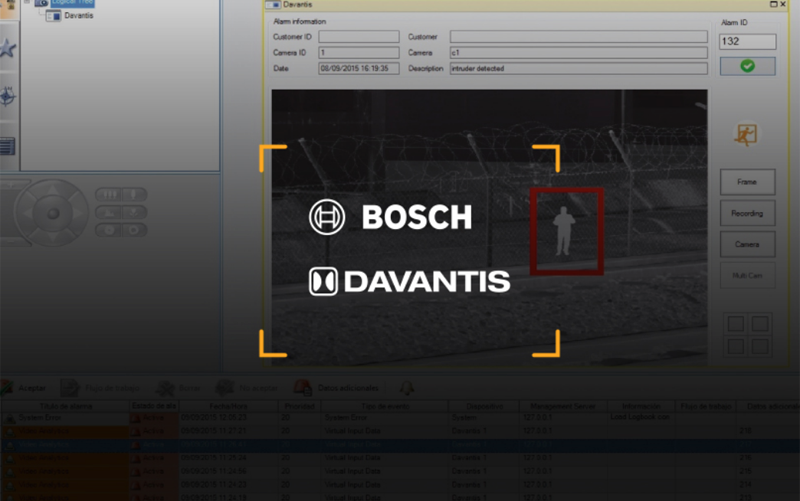 Davantis incorpora su tecnología de seguridad en los sistemas VMS de Bosch y en UltraView Security Center.
