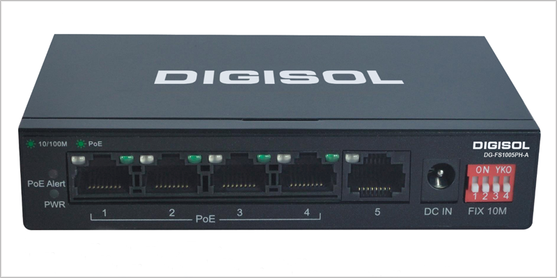 El conmutador de Digisol incorpora cuatro puertos PoE para facilitar la instalación de videos IP o telefonía IP, entre otros dispositivos.