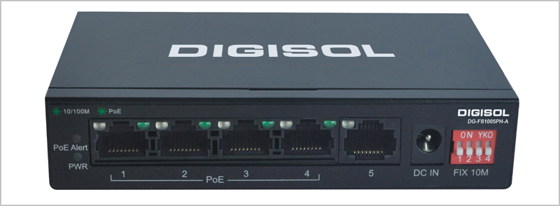 El conmutador de Digisol incorpora cuatro puertos PoE para facilitar la instalación de videos IP o telefonía IP, entre otros dispositivos. 