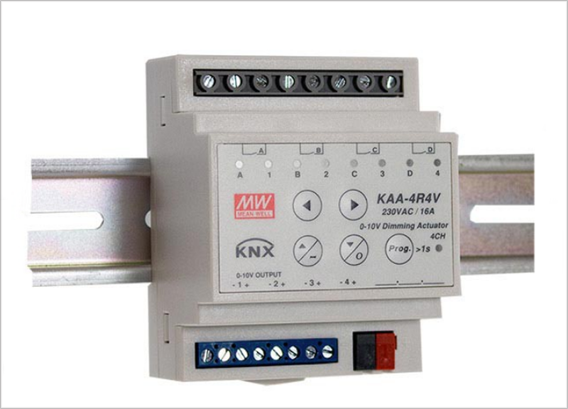 El nuevo actuador y regulador KNX de Carril DIN permite regular los Led drivers.