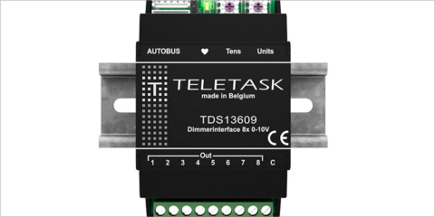 El dimmer de 0-10 V con montaje de carril DIN de Teletask atenúa la iluminación de los hogares inteligentes