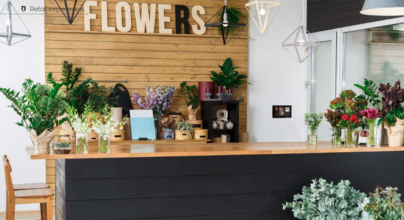 El interior de una floristería.