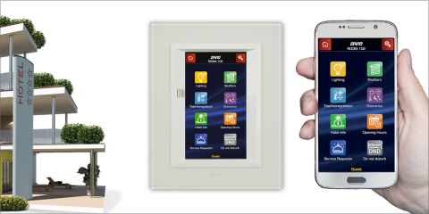 Pantalla táctil que permite la gestión de los sistemas domóticos en las habitaciones de los hoteles