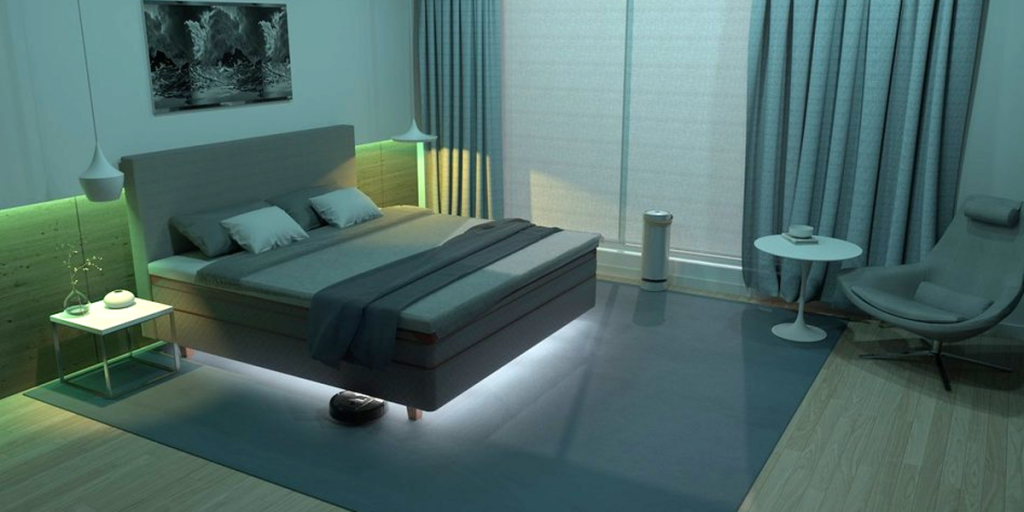 Una habitación con la cama inteligente The Dux Element.