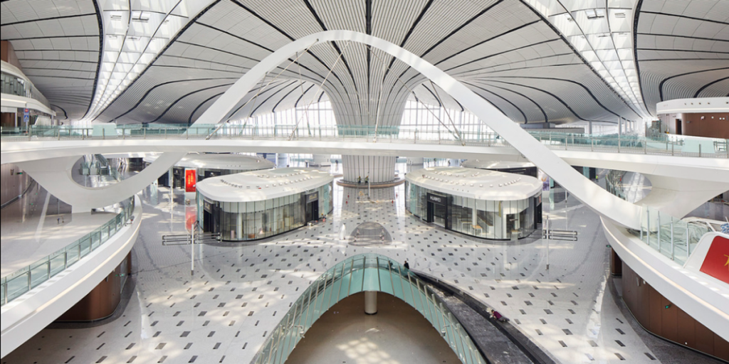Interior aeropuerto Daxing, Pekín.
