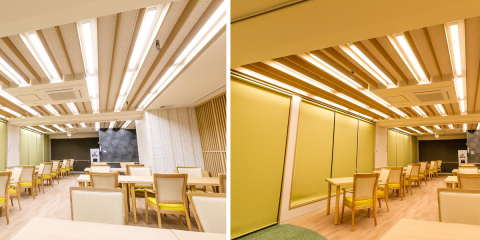 Control de la temperatura de color y del brillo de la luz con un sistema de iluminación de soporte de ritmo