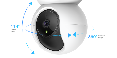 Amplio rango de visión de 360º horizontal y 114º vertical para la seguridad en interiores