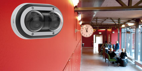 Cámara de seguridad en red con doble sensor para generar imágenes panorámicas