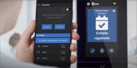 Funciones de registro del horario laboral desde la pantalla táctil Qvadis One