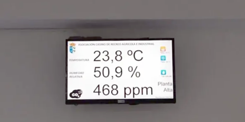 La nueva versión de la aplicación del panel RD1826 de SENSONET muestra los valores de gas CO2