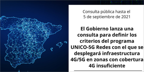 El Programa Unico-5G Redes se somete a consulta pública para mejorar la infraestructura 4G/5G