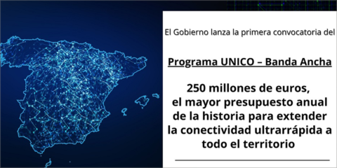 La convocatoria Unico-Banda Ancha desplegará conectividad ultrarrápida a todo el territorio español