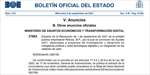 Abierta una convocatoria de ayudas para proyectos de I+D en inteligencia artificial y otras tecnologías digitales