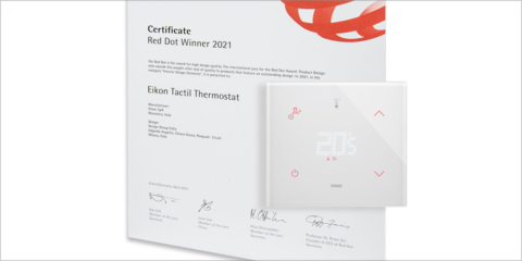 El termostato Eikon Tactil de Vimar, galardonado en los Red Dot Award 2021
