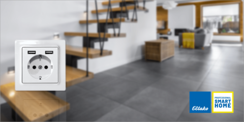 Las tomas de corriente con conexiones USB de Eltako facilitan la carga de dispositivos electrónicos