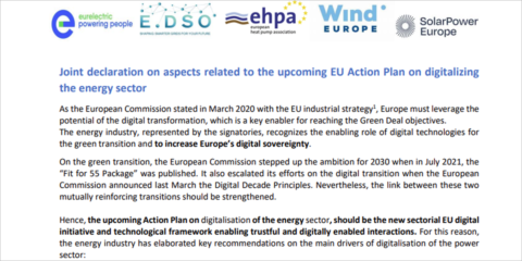 Declaración conjunta sobre las recomendaciones para la digitalización del sector energético