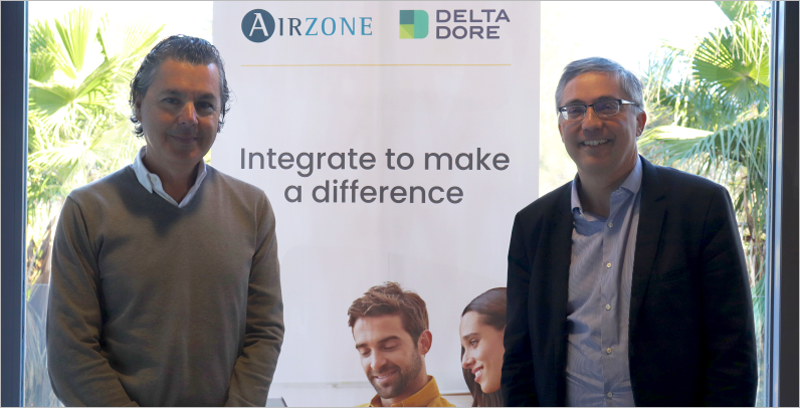 Antonio Mediato, director general Airzone, y Pascal Portelli, presidente de la Junta Directiva de Delta Dore.