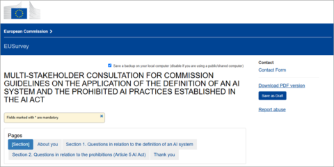 Consulta europea sobre la definición del sistema de Inteligencia Artificial y prohibiciones de la Ley de IA