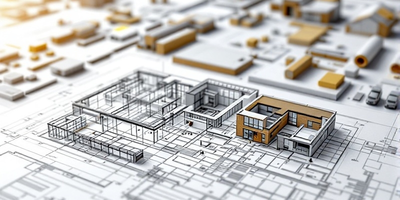 Plano digital mostrando el uso de la metodología BIM implementada en un ordenador.