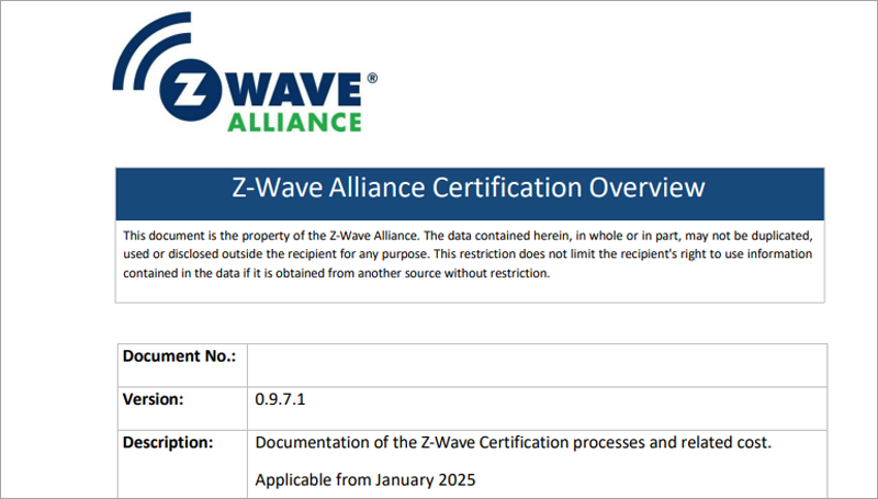 Certificación Alianza Z-Wave.