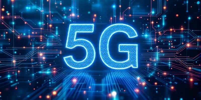 Imagen hiperrealista del símbolo exclusivo de 5G, destacando su importancia en la tecnología moderna.