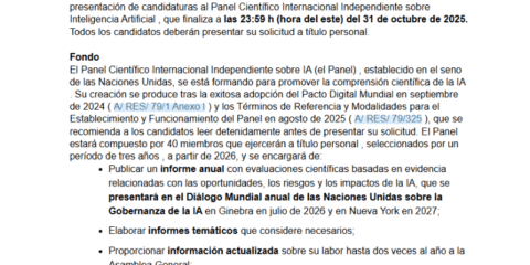La ONU lanza una convocatoria internacional para formar su Panel Científico sobre Inteligencia Artificial