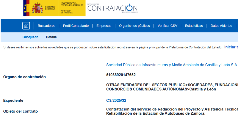 licitación para la redacción del proyecto de la nueva estación de autobuses sostenible de Zamora