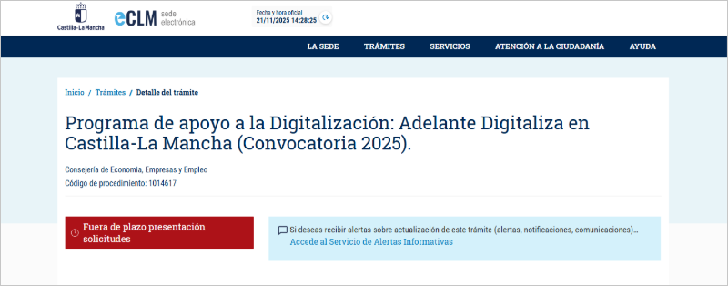 convocatoria de Adelante Digitalización
