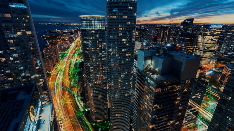 edificios iluminados