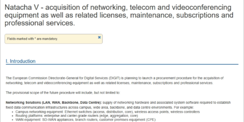 Consulta sobre el contrato de equipos de telecomunicaciones y redes en instituciones europeas