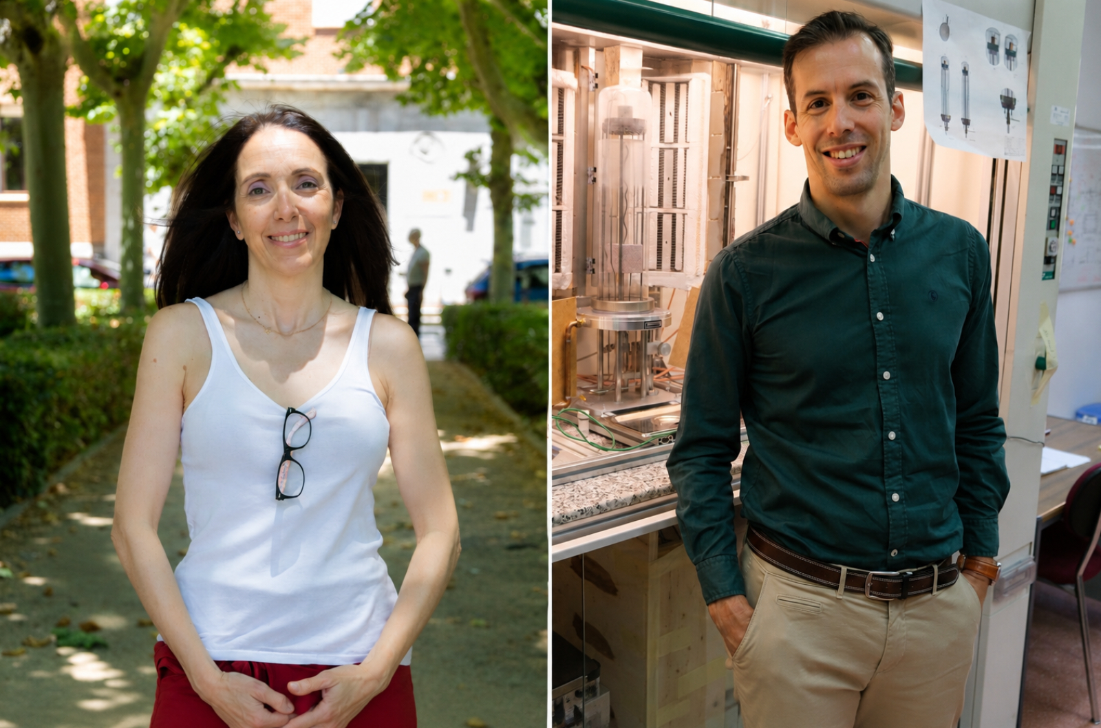María Nair López y Miguel Muñoz Rojo, investigadores del CSIC que lideran proyectos ERC de electrónica avanzada