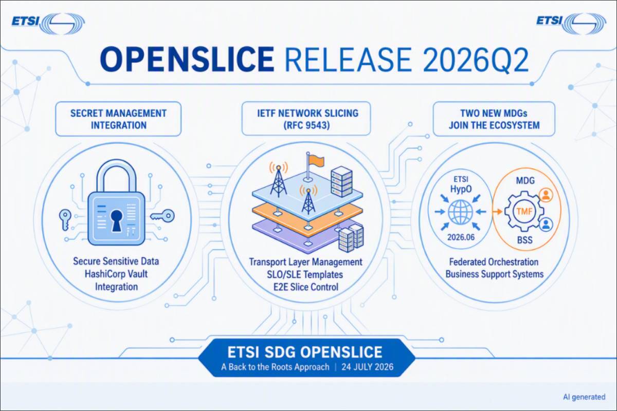 Imagen no proporcionada sobre ETSI OpenSlice 2026Q2, automatización de red abierta y orquestación de servicios digitales
