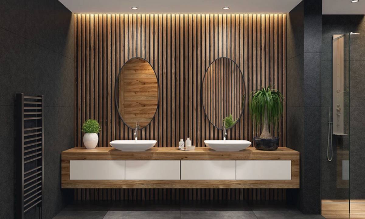 Las plantas y la iluminación inteligente de Gira convierten el baño en un oasis de bienestar