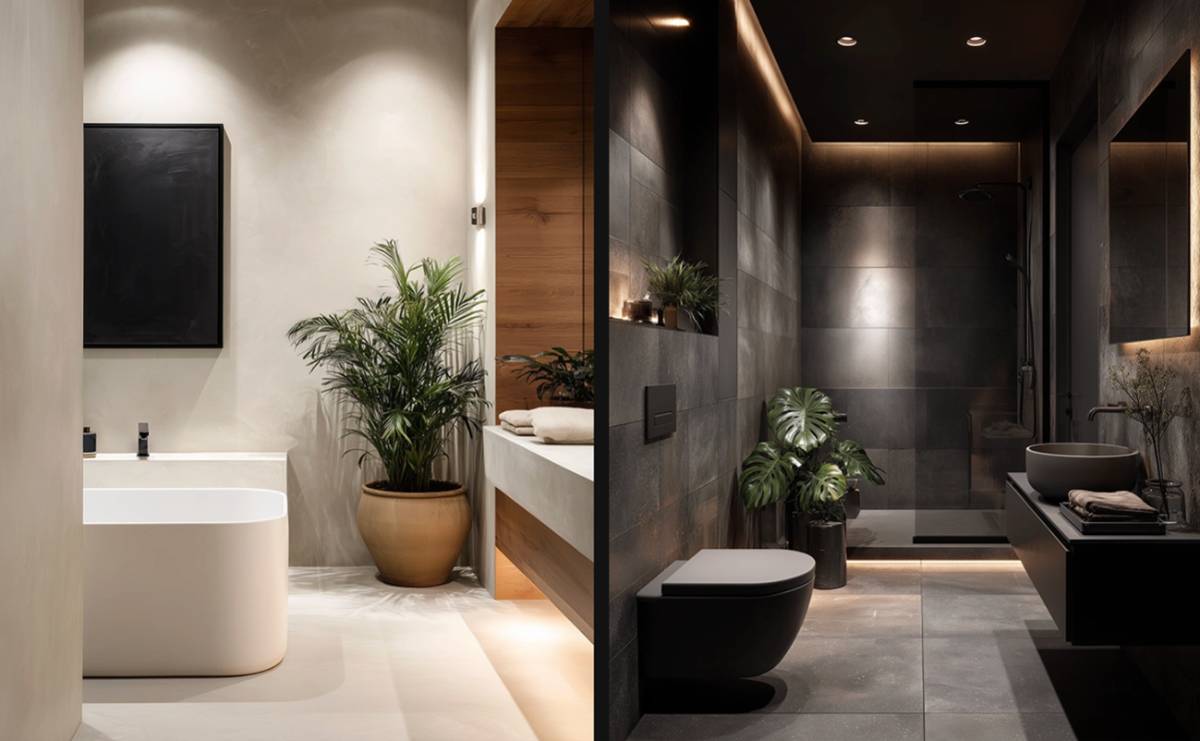Las plantas y la iluminación inteligente de Gira convierten el baño en un oasis de bienestar