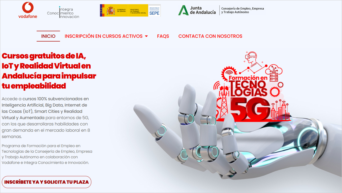 La Junta de Andalucía ofrece 14 cursos gratuitos sobre tecnologías aplicables a entornos 5G