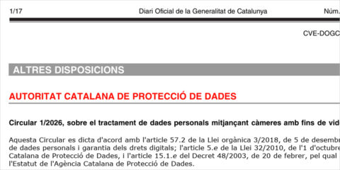 La Autoridad Catalana de Protección de Datos aprueba una nueva circular sobre videovigilancia