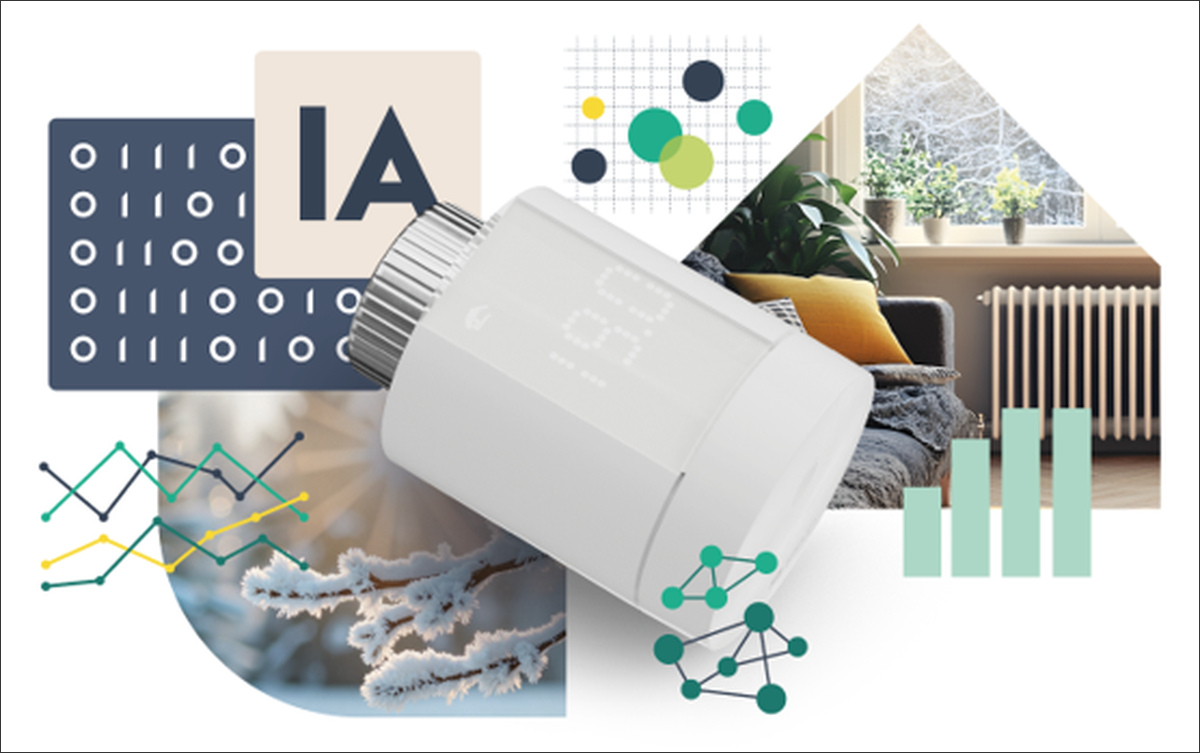 Cabezal termostático conectado Smart TRV de Delta Dore para regular la calefacción por habitación con IA.