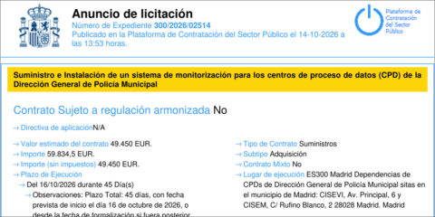 Madrid saca a licitación la monitorización ambiental y eléctrica de los CPD de Policía Municipal