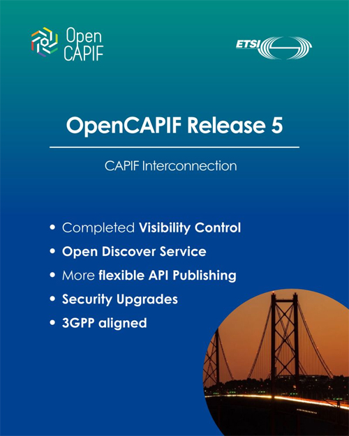 No se ha proporcionado imagen; el contenido aborda OpenCAPIF 5.0.0 y la interconexión CAPIF para compartir API.